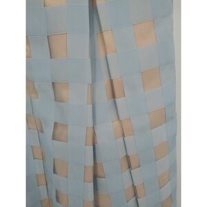 Eliza J Blue and Tan Checkered Top